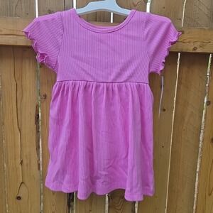 Cat & Jack Dress Lilac Short Sleeve Rib Knit Stretch Pink Purple Size 18mo NEW